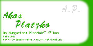 akos platzko business card